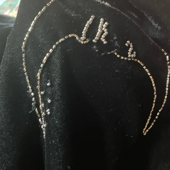 Anthropologie Ciebon Celestial Zodiac Velvet Blazer Black Embellished Beaded M - Picture 12 of 12